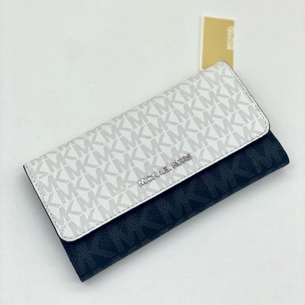 Michael Kors White and Black Trifold Wallet